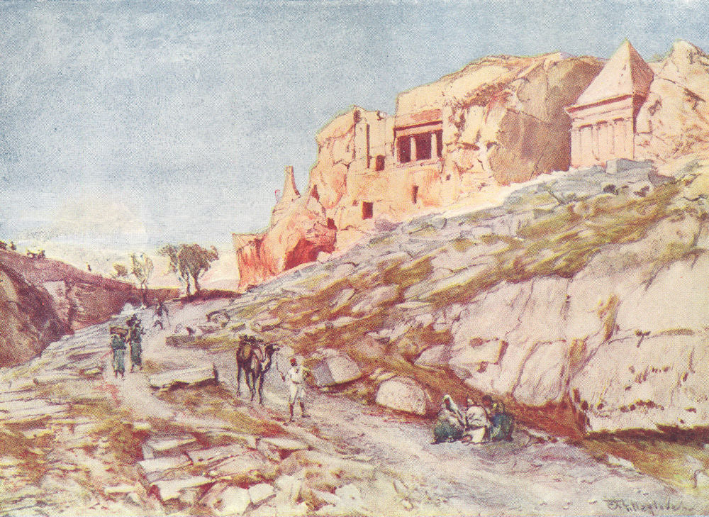 ISRAEL. The rock-cut Tombs of the valley of Jehoshaphat 1902 old antique print